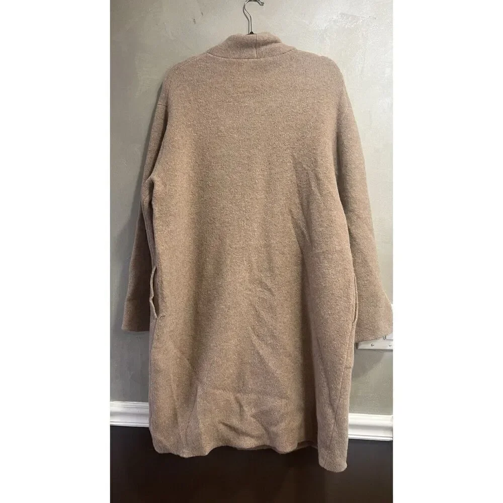 Vince Collarless Cardigan Coat Italian Wool Alpaca Bouclé Knit Camel XL NWT